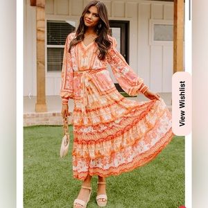 Orange and Pink Patterned Maxi